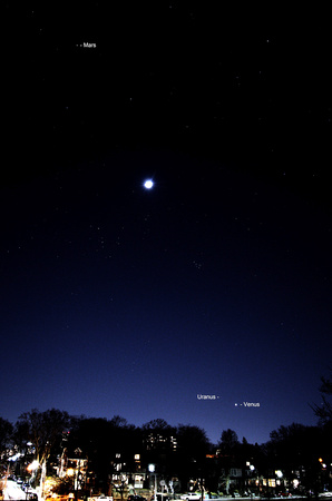 Venus, Moon and Mars with Hyades and Pleiades