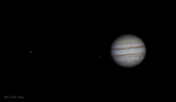 Jupiter, Io, and Ganymede from Halifax, Nova Scotia 2014-02-12