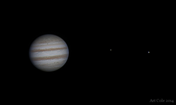 Jupiter, Io, & Ganymede from Hammonds Plains, Nova Scotia 2014-03-09