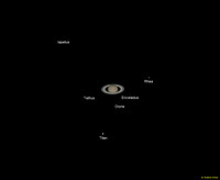 05 Saturn with 6 moons labelled